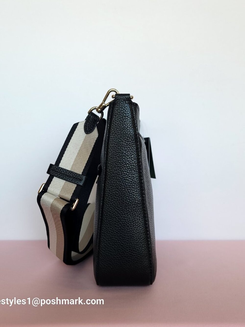 KATE SPADE Hudson Pebbled Leather Messenger Crossbody Bag- Black color⭐ - Picture 9 of 16